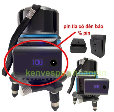 Pin thay thế cho máy cân bằng laser với màn hình báo phần trăm dung lượng và dây đeo